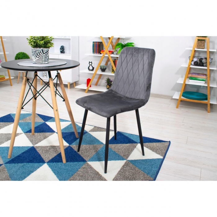 SCAUNE BUCATARIE/LIVING, SET 4 BUC, ARTOOL, TURIN, CATIFEA, METAL, GRI SI NEGRU, 44.5X53X88.5 CM [6]