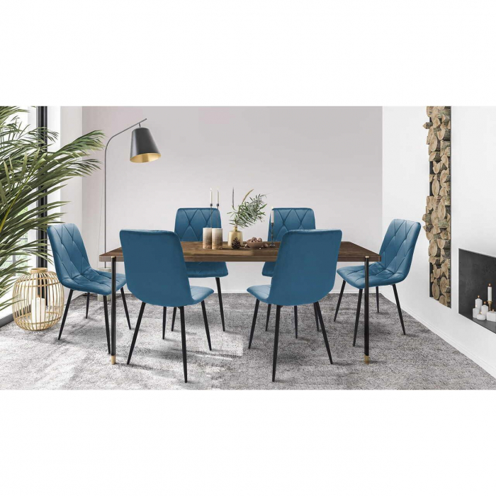 SCAUNE BUCATARIE/LIVING, SET 4 BUC, JUMI, PIADO, CATIFEA, METAL, ALBASTRU SI NEGRU, 44X52X89 CM [6]