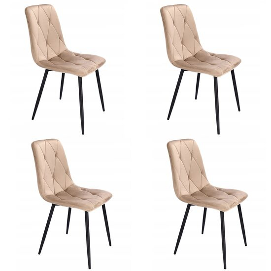 SCAUNE BUCATARIE/LIVING, SET 4 BUC, JUMI, PIADO, CATIFEA, METAL, BEJ SI NEGRU, 44X52X89 CM [1]
