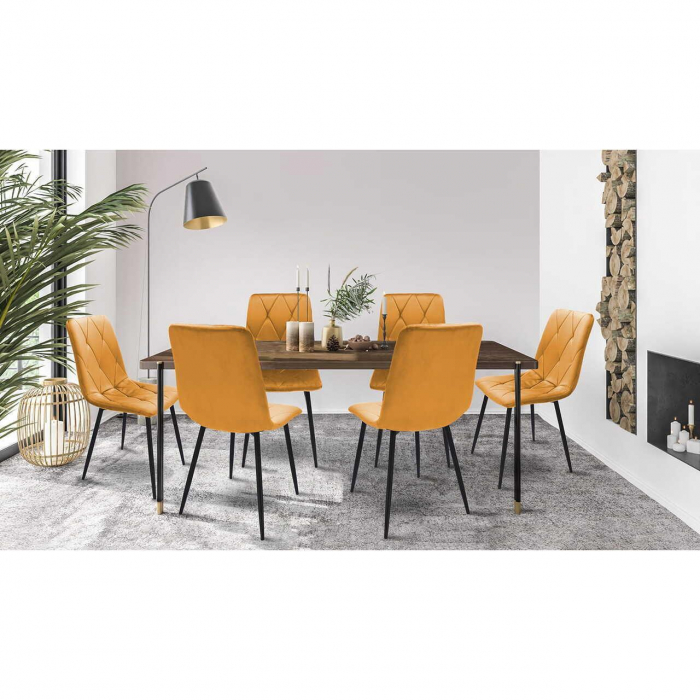 SCAUNE BUCATARIE/LIVING, SET 4 BUC, JUMI, PIADO, CATIFEA, METAL, MUSTAR SI NEGRU, 44X52X89 CM [6]