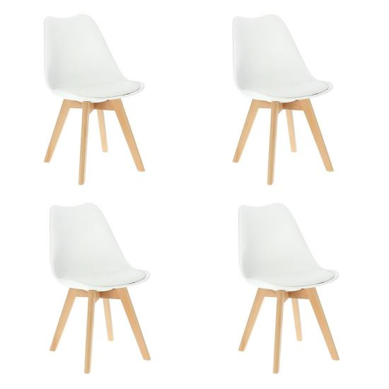 SCAUNE BUCATARIE/LIVING, SEZUT PU, ALB, SET 4 BUC, 48.5X54X82 CM, OSLO [1]