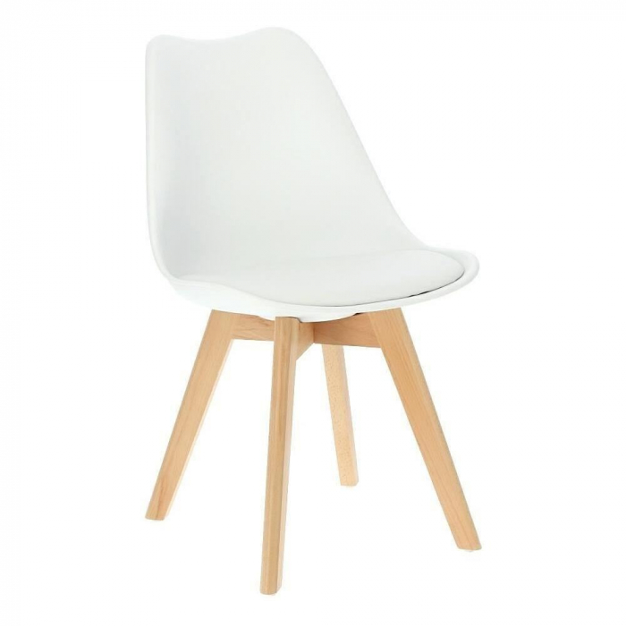 SCAUNE BUCATARIE/LIVING, SEZUT PU, ALB, SET 4 BUC, 48.5X54X82 CM, OSLO [10]