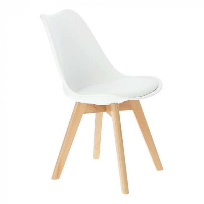 SCAUNE BUCATARIE/LIVING, SEZUT PU, ALB, SET 4 BUC, 48.5X54X82 CM, OSLO [9]