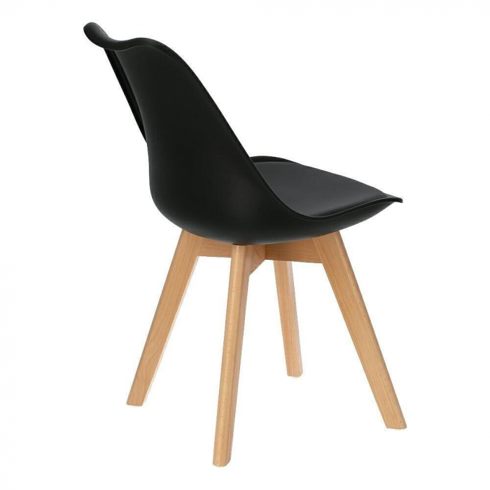 SCAUNE BUCATARIE/LIVING, SEZUT PU, NEGRU, SET 4 BUC, 48.5X54X82 CM, OSLO [6]