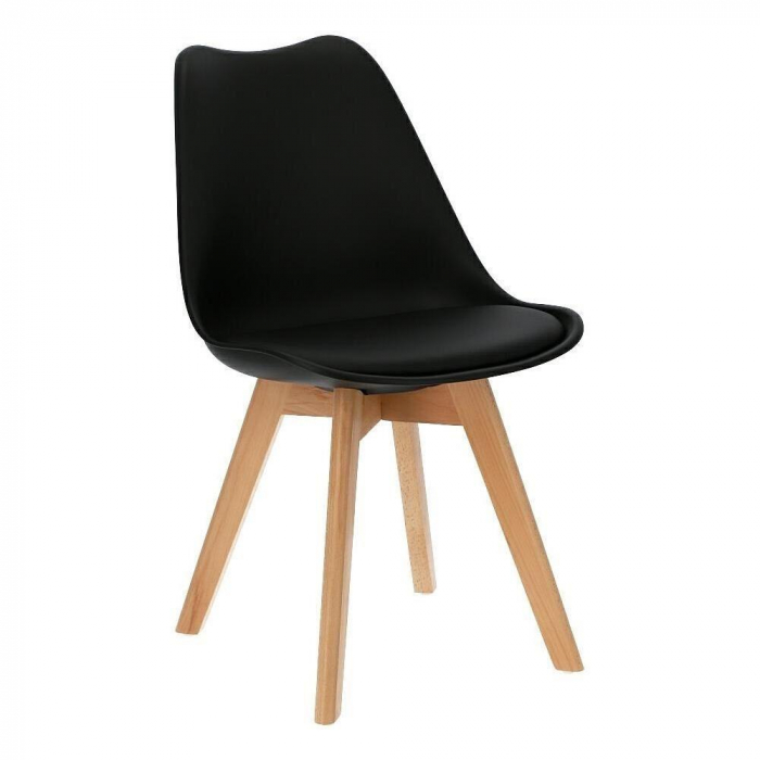 SCAUNE BUCATARIE/LIVING, SEZUT PU, NEGRU, SET 4 BUC, 48.5X54X82 CM, OSLO [9]
