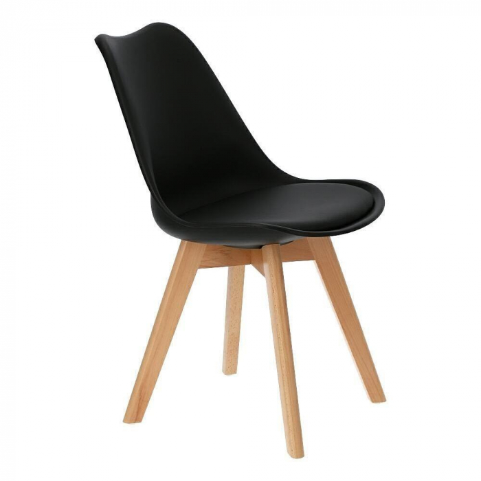 SCAUNE BUCATARIE/LIVING, SEZUT PU, NEGRU, SET 4 BUC, 48.5X54X82 CM, OSLO [8]