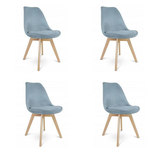 SCAUNE BUCATARIE/LIVING, STOFA, LEMN, ALBASTRU DESCHIS, SET 4 BUC, 49X55X82 CM [1]