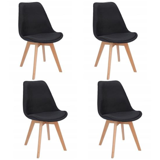 SCAUNE BUCATARIE/LIVING, STOFA, LEMN, NEGRU, SET 4 BUC, 49X55X82 CM, ALTA [1]