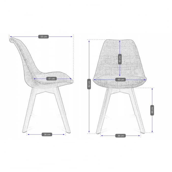 SCAUNE BUCATARIE/LIVING, STOFA, LEMN, VERDE MARIN, SET 4 BUC, 49X55X82 CM [5]