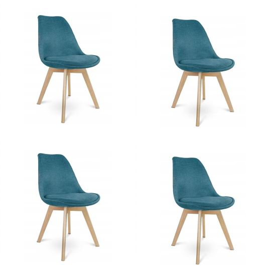 SCAUNE BUCATARIE/LIVING, STOFA, LEMN, VERDE MARIN, SET 4 BUC, 49X55X82 CM [1]