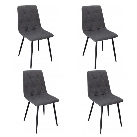 SCAUNE BUCATARIE/LIVING, TAPITATE, TEXTIL, METAL, GRI, SET 4 BUC, 44X52X89 CM, VENA [1]