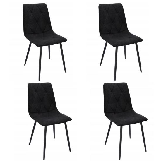 SCAUNE BUCATARIE/LIVING, TAPITATE, TEXTIL, METAL, NEGRU, SET 4 BUC, 44X52X89 CM, VENA [1]
