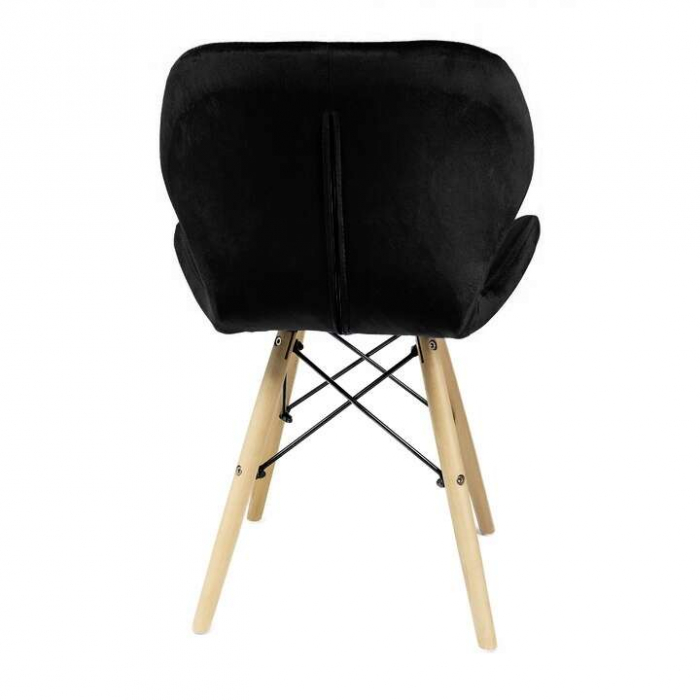 SCAUNE STIL SCANDINAV, CATIFEA, LEMN, NEGRU SI NATUR, SET 4 BUC, 46X50X73 CM [6]