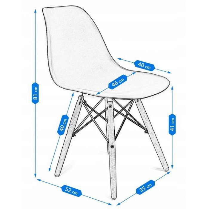 SCAUNE STIL SCANDINAV, PLASTIC, LEMN, GALBEN, SET 4 BUC, 46X52X81 CM, EVA, JUMI [5]