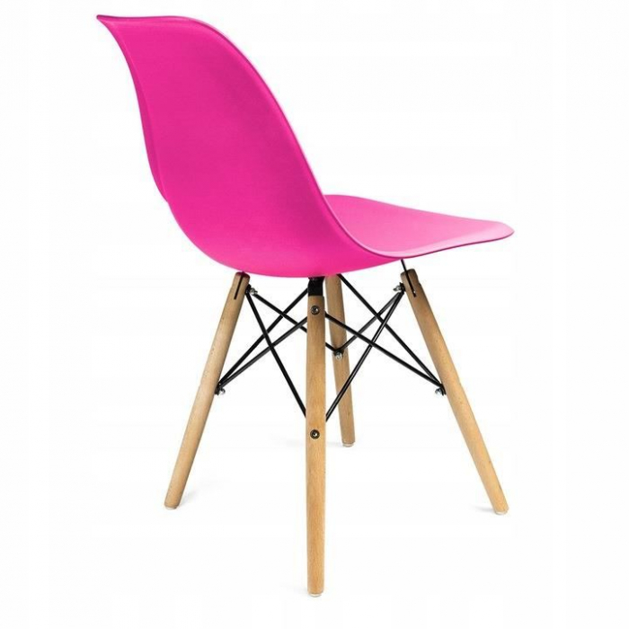 SCAUNE STIL SCANDINAV, PLASTIC, LEMN, ROZ, SET 4 BUC, 45X55X79.5 CM [8]