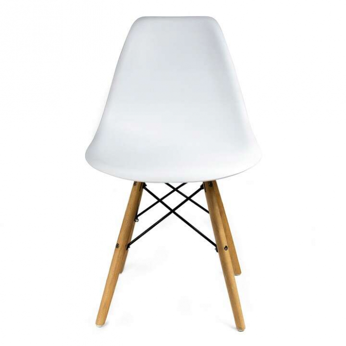 SCAUNE STIL SCANDINAV, PLASTIC, METAL, LEMN, ALB, SET 4 BUC, 46X52X81 CM, EVA [7]