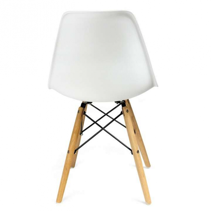 SCAUNE STIL SCANDINAV, PLASTIC, METAL, LEMN, ALB, SET 4 BUC, 46X52X81 CM, EVA [6]