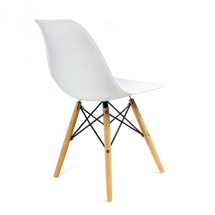 SCAUNE STIL SCANDINAV, PLASTIC, METAL, LEMN, ALB, SET 4 BUC, 46X52X81 CM, EVA [8]