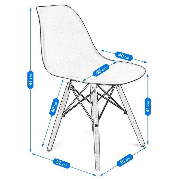 SCAUNE STIL SCANDINAV, PLASTIC, METAL, LEMN, MUSTAR, SET 4 BUC, 46X52X81 CM, EVA [6]