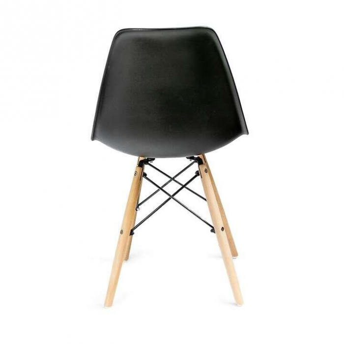 SCAUNE STIL SCANDINAV, PLASTIC, METAL, LEMN, NEGRU SI NATUR, SET 4 BUC, 46X52X81 CM, EVA [2]