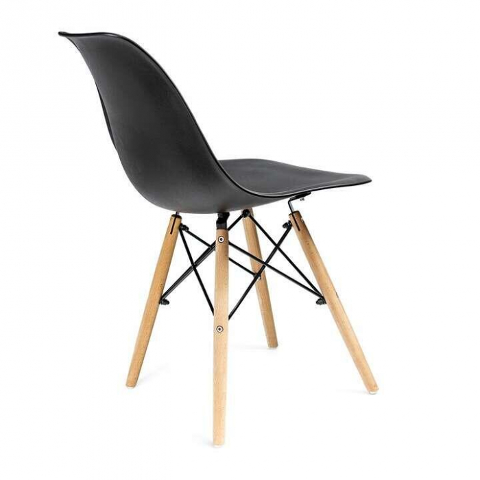 SCAUNE STIL SCANDINAV, PLASTIC, METAL, LEMN, NEGRU SI NATUR, SET 4 BUC, 46X52X81 CM, EVA [4]