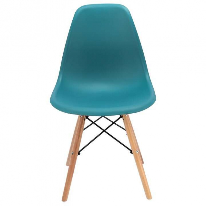 SCAUNE STIL SCANDINAV, PLASTIC, METAL, LEMN, TURCOAZ, SET 4 BUC, 46X52X81 CM, EVA [6]