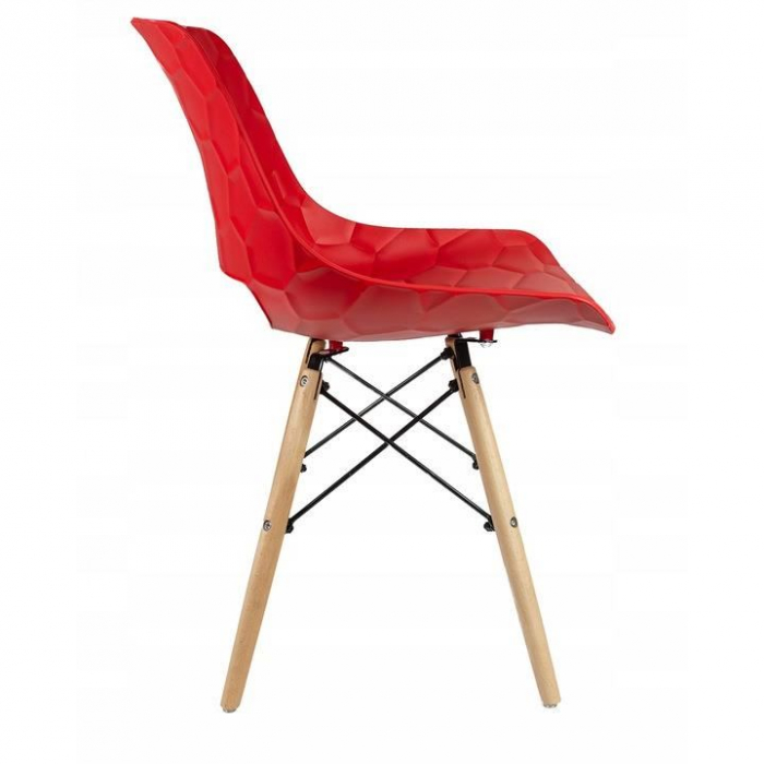 SCAUNE STIL SCANDINAV, PP, LEMN, MAX 100 KG, ROSU, SET 4 BUC, 45X55X78 CM, LARS [5]