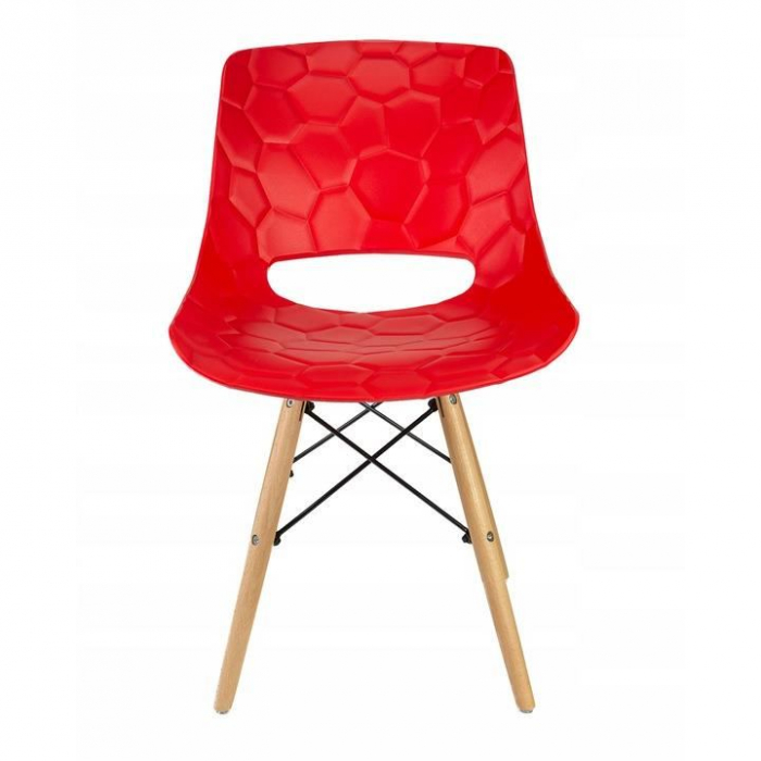 SCAUNE STIL SCANDINAV, PP, LEMN, MAX 100 KG, ROSU, SET 4 BUC, 45X55X78 CM, LARS [6]