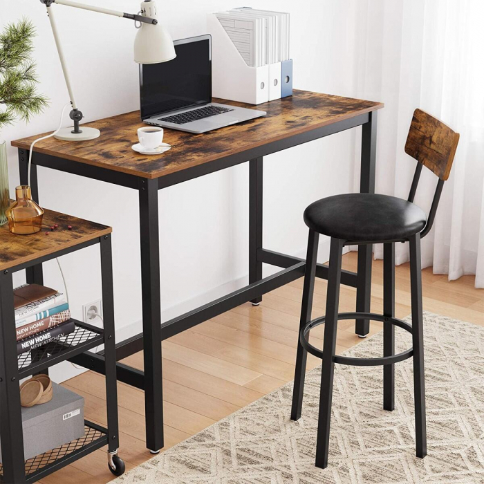 SET 2 SCAUNE DE BUCATARIE/BAR, ARTOOL, PAL SI OTEL, MARO RUSTIC, NEGRU, 39X39X100 CM [3]