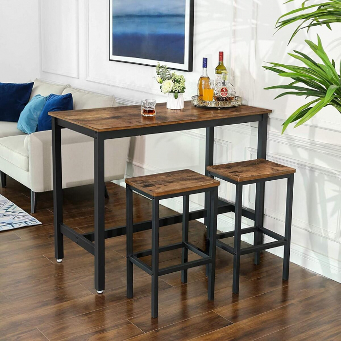 SET 2 SCAUNE DE BUCATARIE/BAR, ARTOOL, PAL SI OTEL, MARO RUSTIC, NEGRU, 40X30X65 CM [3]