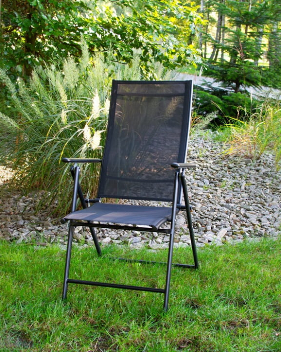 Set 2 scaune pliabile pentru gradina sau terasa, structura metalica, design ergonomic, negru [2]