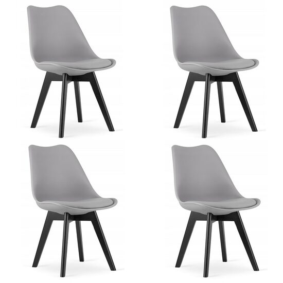 SET 4 SCAUNE BUCATARIE/LIVING, ARTOOL, MARK, PP, LEMN, GRI SI NEGRU, 49X55.5X82.5 CM [1]