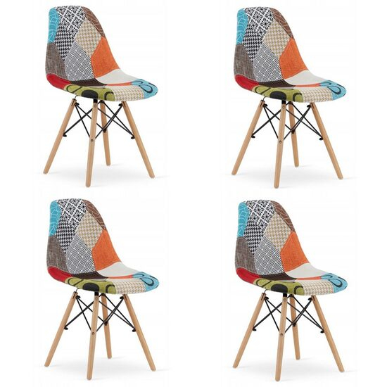 SET 4 SCAUNE BUCATARIE/LIVING, ARTOOL, SEUL, TEXTIL, LEMN, MOZAIC MULTICOLOR, 46.5X56.5X82.5 CM [1]