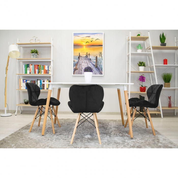 SET 4 SCAUNE STIL SCANDINAV, ARTOOL, LAGO, CATIFEA, LEMN, NEGRU, 48X43X74 CM [6]