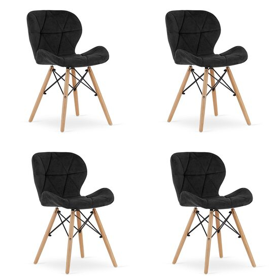 SET 4 SCAUNE STIL SCANDINAV, ARTOOL, LAGO, CATIFEA, LEMN, NEGRU, 48X43X74 CM [1]