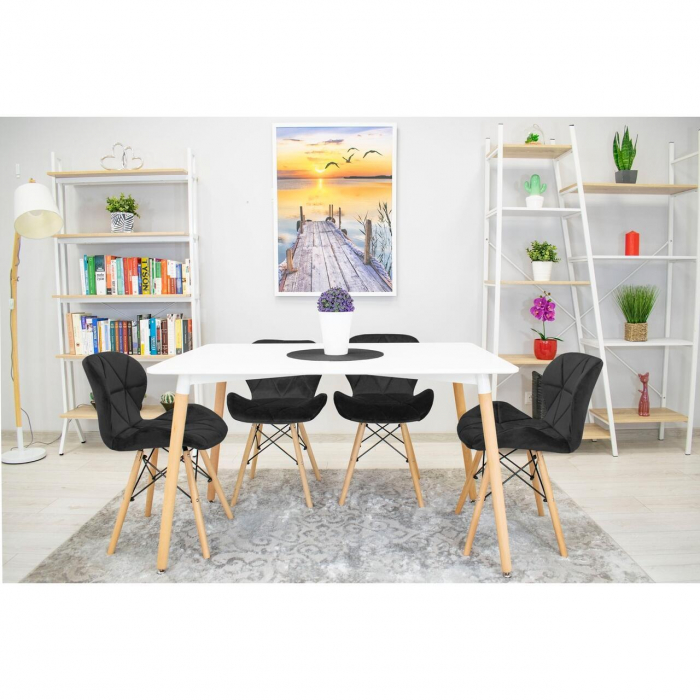 SET 4 SCAUNE STIL SCANDINAV, ARTOOL, LAGO, CATIFEA, LEMN, NEGRU, 48X43X74 CM [2]