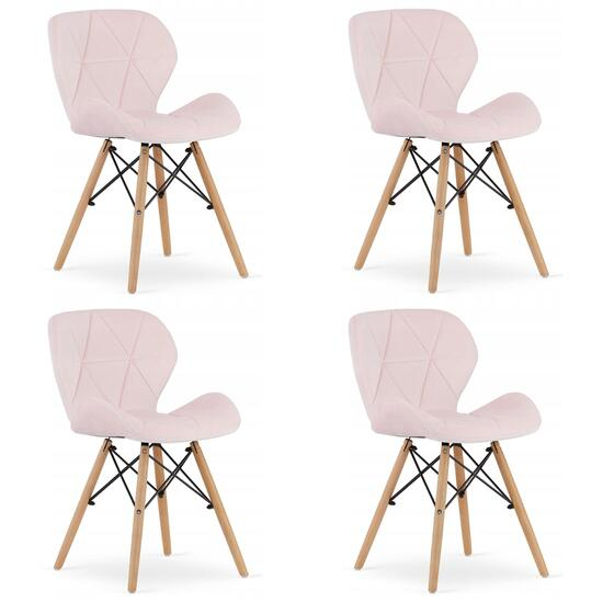 SET 4 SCAUNE STIL SCANDINAV, ARTOOL, LAGO, CATIFEA, LEMN, ROZ, 48X43X74 CM [1]