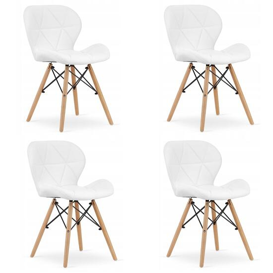SET 4 SCAUNE STIL SCANDINAV, ARTOOL, LAGO, PIELE ECOLOGICA, LEMN, ALB, 47X38X73 CM [1]
