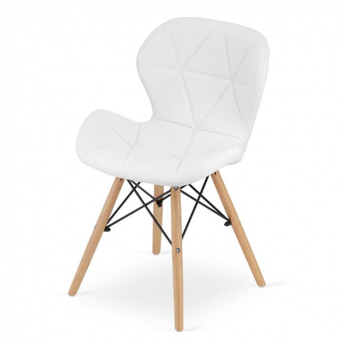 SET 4 SCAUNE STIL SCANDINAV, ARTOOL, LAGO, PIELE ECOLOGICA, LEMN, ALB, 47X38X73 CM [6]
