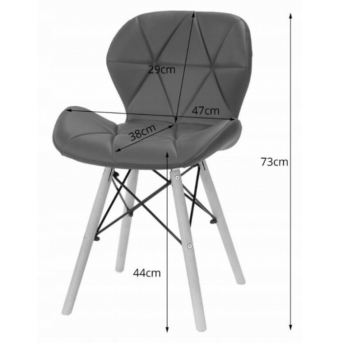 SET 4 SCAUNE STIL SCANDINAV, ARTOOL, LAGO, PIELE ECOLOGICA, LEMN, ALB, 47X38X73 CM [2]