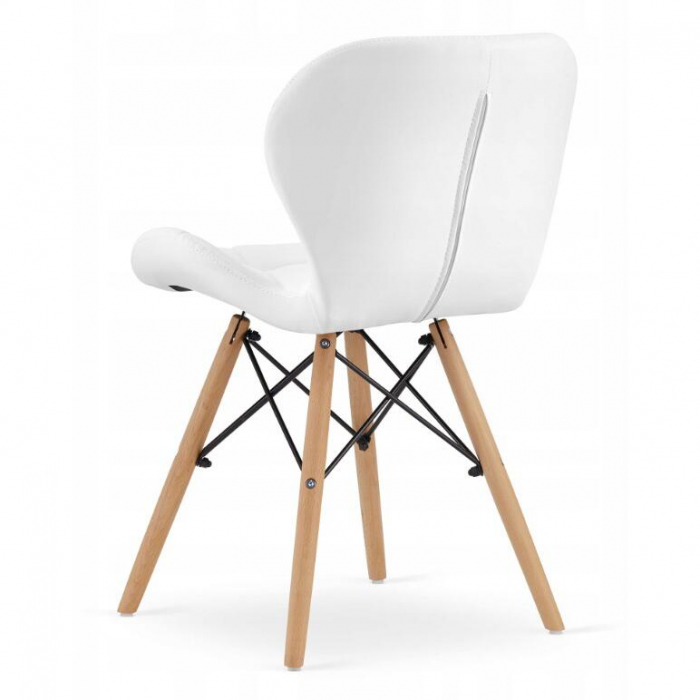 SET 4 SCAUNE STIL SCANDINAV, ARTOOL, LAGO, PIELE ECOLOGICA, LEMN, ALB, 47X38X73 CM [4]