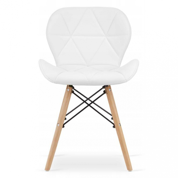 SET 4 SCAUNE STIL SCANDINAV, ARTOOL, LAGO, PIELE ECOLOGICA, LEMN, ALB, 47X38X73 CM [3]