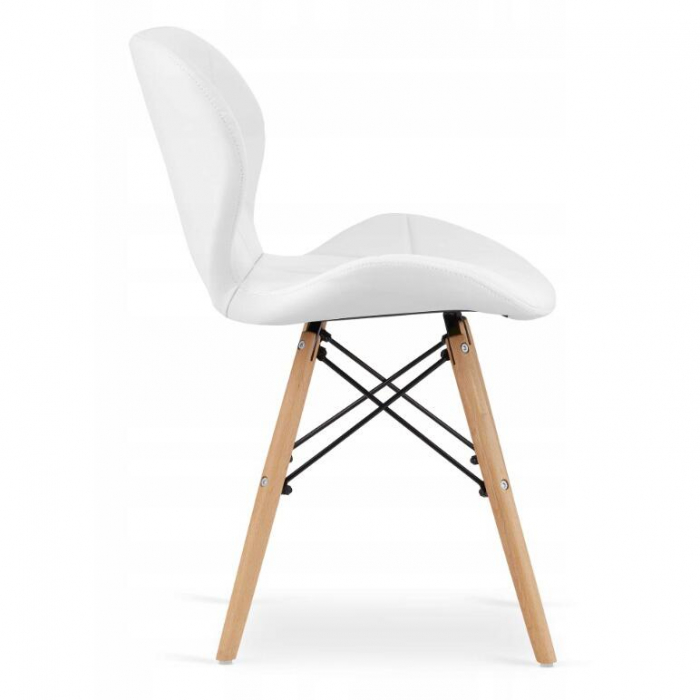 SET 4 SCAUNE STIL SCANDINAV, ARTOOL, LAGO, PIELE ECOLOGICA, LEMN, ALB, 47X38X73 CM [5]