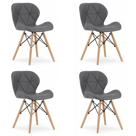 SET 4 SCAUNE STIL SCANDINAV, ARTOOL, LAGO, PIELE ECOLOGICA, LEMN, GRI, 47X38X73 CM [1]