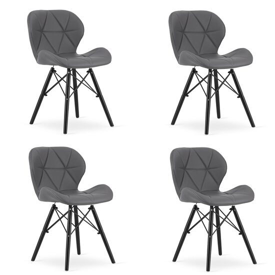 SET 4 SCAUNE STIL SCANDINAV, ARTOOL, LAGO, PIELE ECOLOGICA, LEMN, GRI SI NEGRU, 47.5X36X74 CM [1]