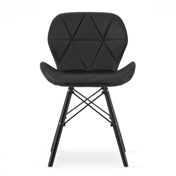 SET 4 SCAUNE STIL SCANDINAV, ARTOOL, LAGO, PIELE ECOLOGICA, LEMN, NEGRU, 47.5X52X74 CM [5]