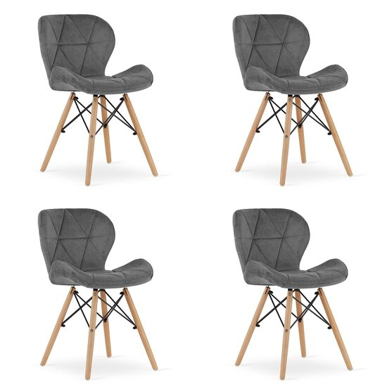 SET 4 SCAUNE STIL SCANDINAV, ARTOOL, LAGO VELVET, CATIFEA, LEMN, GRI, 47X36X73.5 CM [1]