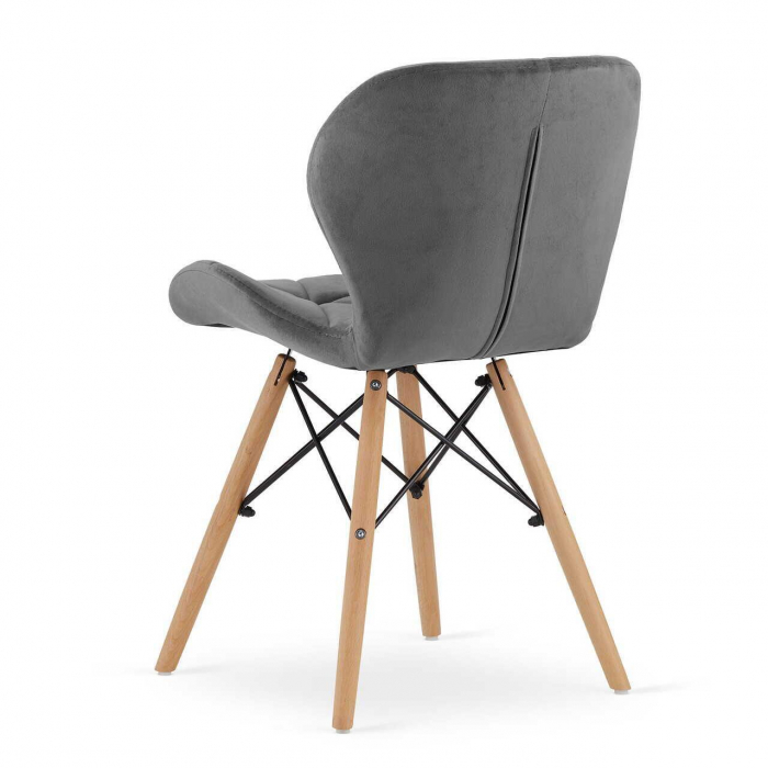 SET 4 SCAUNE STIL SCANDINAV, ARTOOL, LAGO VELVET, CATIFEA, LEMN, GRI, 47X36X73.5 CM [3]