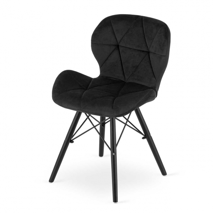 SET 4 SCAUNE STIL SCANDINAV, ARTOOL, LAGO VELVET, CATIFEA, LEMN, NEGRU, 47X36X73.5 CM [2]