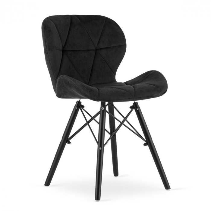 SET 4 SCAUNE STIL SCANDINAV, ARTOOL, LAGO VELVET, CATIFEA, LEMN, NEGRU, 47X36X73.5 CM [7]
